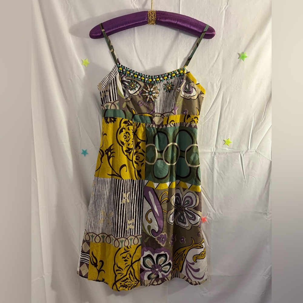 CAbi Beaded Sleeveless Floral Midi Dress Size Small